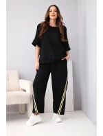 Dámska súprava z maslovej viskózy s mikinou a nohavicami s tienidlami čierna