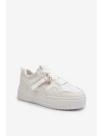 Sneakersy Damskie Na Platformie Z Eko Skóry Białe Moun