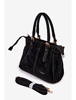 Kožená kabelka z ekologického semiše černá Vessia