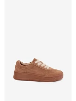 Semišové tenisky s kožušinovým šnurovaním Kobbo 79655 Camel Semišové tenisky s kožušinovým šnurovaním Kobbo 79655 Camel