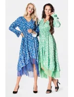 Svetlomodré vzdušné dámske šaty s ozdobnou spodnou časťou Ann Gissy (DLY017)