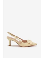 Dámské sandály na podpatku s ozdobným prvkem Žluté Eslina