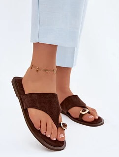 Dámské ploché žabky s ozdobným detailem Čokoládové Fedira