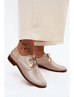 Kožené dámské elegantní šněrovací polobotky Zazoo 4238 Zlaté