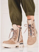 Originálne hnedé dámske snehové topánky na plochom podpätku Originálne hnedé dámske snehové topánky na plochom podpätku