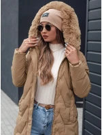 VEONI dámska zimná dlhá prešívaná bunda s kapucňou light beige FashionStreet TY4718