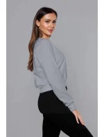 Svetlosivá tenká krátka dámska tepláková mikina (8B938-2) Svetlosivá tenká krátka dámska tepláková mikina (8B938-2)