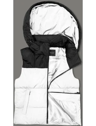 Dámska krátka vesta s kapucňou j.style white-black (16M9112-281) Dámska krátka vesta s kapucňou j.style white-black (16M9112-281)