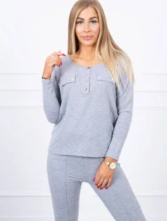 Súprava s gombíkovým výstrihom šedej farby