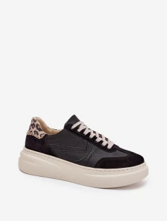 Dámske kožené tenisky na platforme Pantherka Zazoo N1263 Black