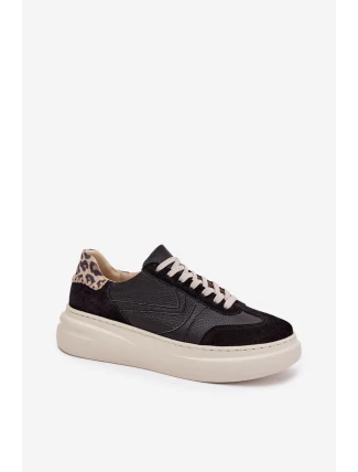 Dámske kožené tenisky na platforme Pantherka Zazoo N1263 Black