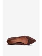 Lodičky z eko semiše na jehlovém podpatku Sergio Leone PB414 čokoládové