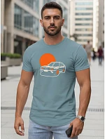 Pánske bavlnené tričko s potlačou auta petrol FashionStreet NX5091R
