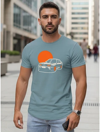 Pánske bavlnené tričko s potlačou auta petrol FashionStreet NX5091R