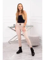 Pruhované legíny s vysokým pásom svetlo béžovej