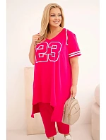 Dámsky bavlnený set s kapucňou a nohavicami v nadmernej veľkosti Fuchsia Dámsky bavlnený set s kapucňou a nohavicami v nadmernej veľkosti Fuchsia