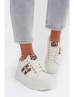 Dámské tenisky na platformě s přezkou Bílá leopardí vzor Palvessa