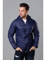 Tmavomodrá pánska prešívaná bunda s kapucňou (HM112-4)