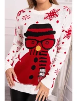 Vianočný sveter so snehuliakom vo farbe ecru