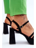 Damskie Zamszowe Sandały Na Obcasie I Platformie Czarne Verda
