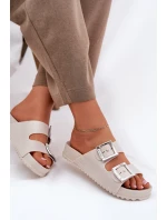 Pachnące Klapki Damskie Z Klamrami I Brokatem ZAXY RR285056 Beżowe