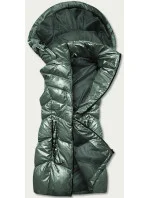 Lesklá zelená vesta s kapucňou (B8025-10)