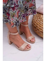 Dámske semišové sandále na podpätku Beige Lexi