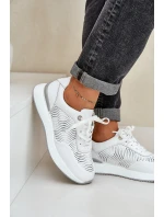 Skórzane Buty Sportowe Sneakersy Damskie S.Barski LR51-551 Białe
