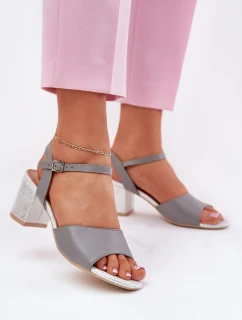 Sandały Damskie Na Słupku Vinceza 20275 Szare