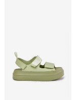 Sandały Damskie Na Platformie Z Rzepami Zielone Nitepira