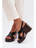 Dámské sandály z eko kůže na platformě Černé Janivra