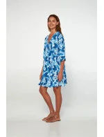 Šaty s potlačou a gombíkmi 20449 biela a modrá - Vamp Šaty s potlačou a gombíkmi 20449 biela a modrá - Vamp