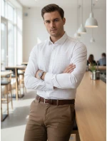 Pánska biela vzorovaná košeľa slim fit FashionStreet DX2694