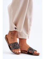 Damskie Klapki Zdobione Ćwiekami Czarne Evelins