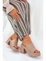 Klapki Damskie Na Słupku I Platformie Khaki Omeisa