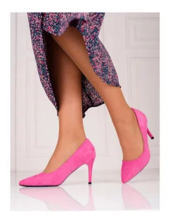 Dámske lodičky na ihličkovom podpätku GD-XR-501A-FU tmavo ružová - GOODIN