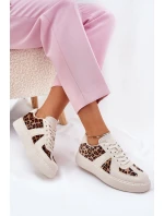 Sneakersy Damskie Z Panterką Na Platformie Beżowe Nativira