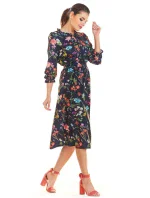 Denné šaty model M201 modré - kvetovaný vzor - Infinite You Denné šaty model M201 modré - kvetovaný vzor - Infinite You