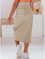 TELL ME MAXI béžová džínsová maxi sukňa FashionStreet CY0480 TELL ME MAXI béžová džínsová maxi sukňa FashionStreet CY0480