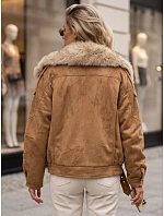 Dámska zimná bunda s kožušinovým golierom v kamelovej farbe, FashionStreet TY5702 Dámska zimná bunda s kožušinovým golierom v kamelovej farbe, FashionStreet TY5702