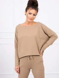 Súprava s oversize blúzkou camel
