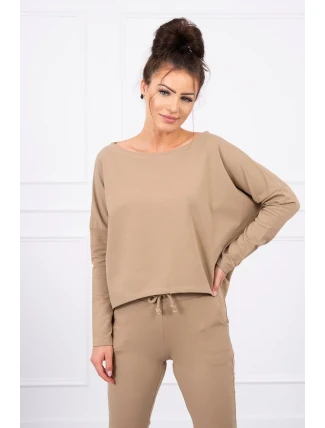Súprava s oversize blúzkou camel