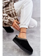 Zamszowe Damskie Papcie Z Futerkiem Czarne Buffie