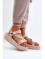 Dámske sandále na platforme Big Star - béžové