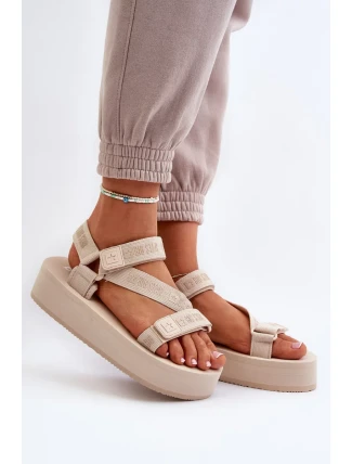 Dámske sandále na platforme Big Star - béžové