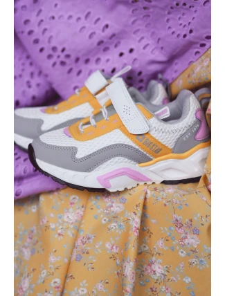 Dziecięce Sportowe Buty Na Rzep Big Star JJ374257 Biało-Żółte