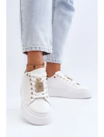 Sneakersy Damskie Z Ozdobą Białe Celedria
