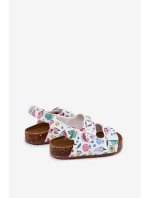 Dziecięce Sandałki Na Korkowej Podeszwie Z Klamrami Owoce Białe Thessa