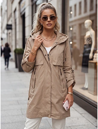 Dámska prechodná bunda typu parka, béžová, FashionStreet TY5808