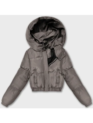 Šedá a béžová krátka zimná bunda J Style (5M3260-105)